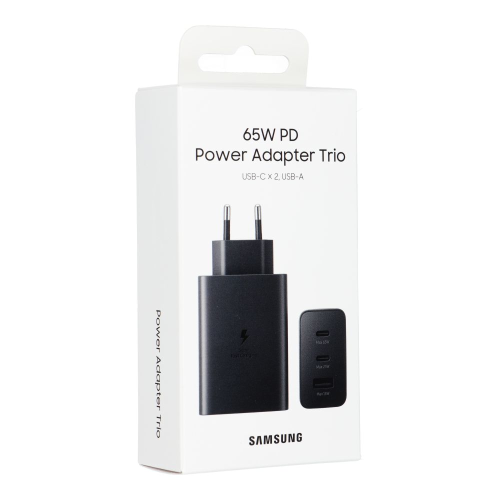 SAMSUNG original charger USB A + 2 x Typ C PD 3A 65W EP-T6530NBEGEU black blister – Bild 3