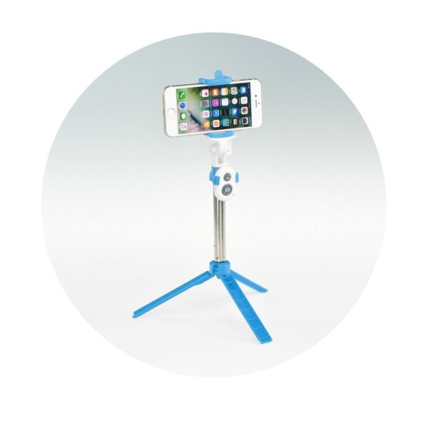 Combo selfie stick with tripod and remote control bluetooth blue – Bild 2