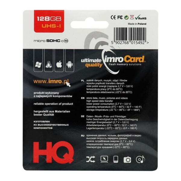 IMRO memory card microSD 128GB 100MB/s class10 UHS I with adapter SD – Bild 2