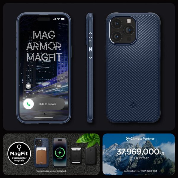 SPIGEN case MAG ARMOR compatible with MagSafe for IPHONE 15 Pro Max navy blue – Bild 3