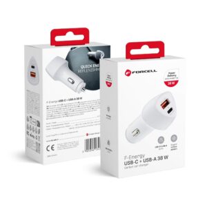 FORCELL F-ENERGY Carbon CC50-1A1C car charger Type C + USB A PD QC3.0 3A 38W white