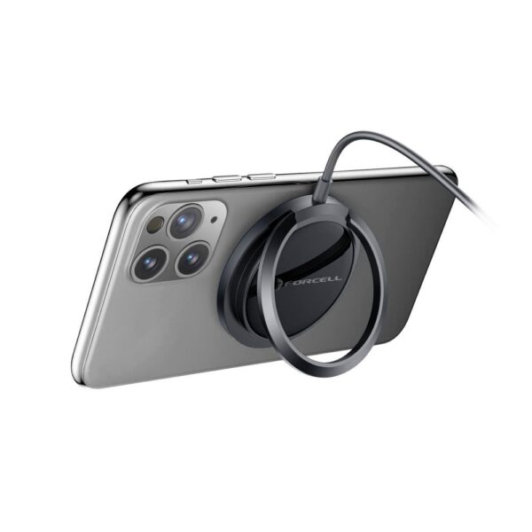 FORCELL F-ENERGY PowerPod wireless charger compatible with MagSafe with ring/kick stand 2A 15W black – Bild 5