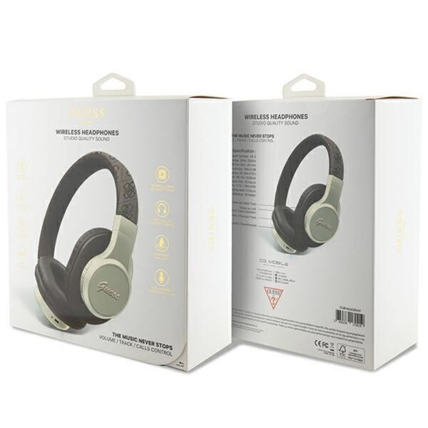 GUESS wireless headphones bluetooth GUBH604GEMW (4G Script) brown – Bild 2