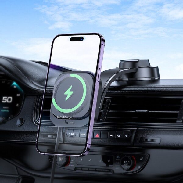 HOCO magnetic car holder for car console compatible with MagSafe HW24 black – Bild 4