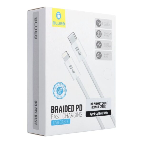 BLUEO cable Type C to Lightning QC4.0 60MB/S PD60W 1,2M white – Bild 2
