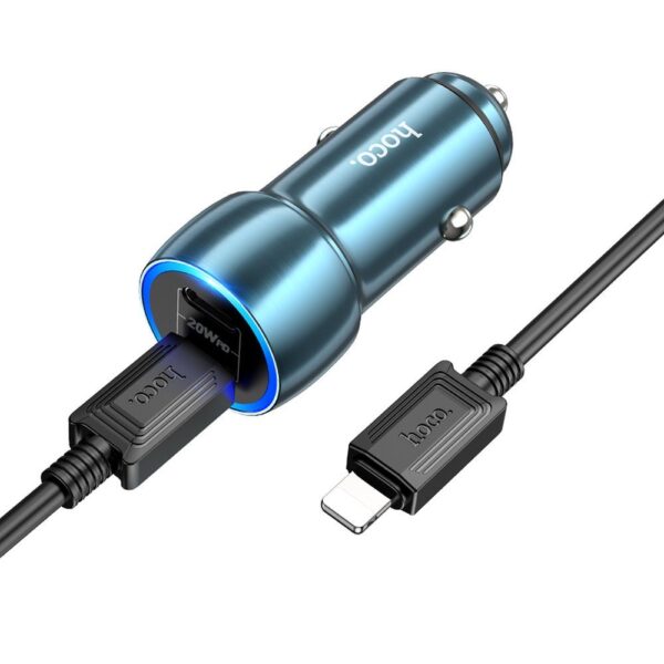 HOCO car charger 2x Type C + cable Type C to Lightning PD QC3.0 3A 40W Z48 sapphire blue – Bild 3