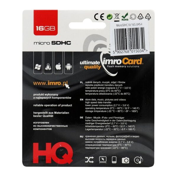 IMRO memory card microSD 16GB 100MB/s class 10 UHS I – Bild 2