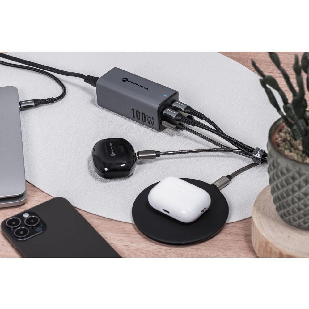 FORCELL F-ENERGY GaN III VT-49 desktop charger 2 x Type C + 2 x USB A PD QC4.0 SFC2.0 5A 100W gray – Bild 3