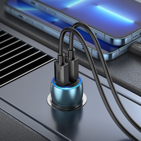 HOCO car charger 2x Type C + cable Type C to Lightning PD QC3.0 3A 40W Z48 sapphire blue – Bild 5