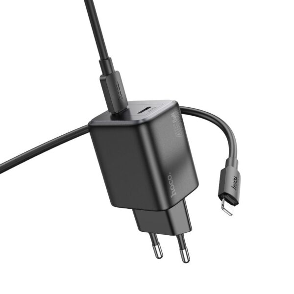 HOCO charger 2 x Type C + cable Type C to Lightning PD QC 45W GaN N42 black – Bild 4