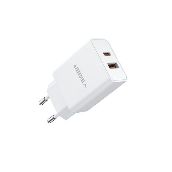 VEGER travel charger USB A + Type C PD QC3.0 3A 30W VLS302U white