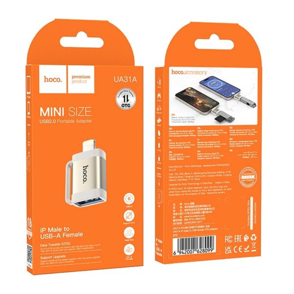HOCO adapter OTG Lightning (male) to USB A (female) UA31A gray – Bild 5