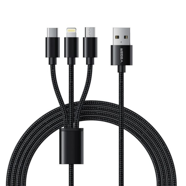 VEGER cable 3in1 USB A to Lightning / Type C / Micro USB 2A 12W V303 1,2 m black