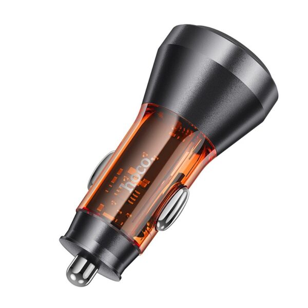HOCO car charger USB A + Type C with digital display PD QC3.0 3A 48W NZ12B transparent orange – Bild 4