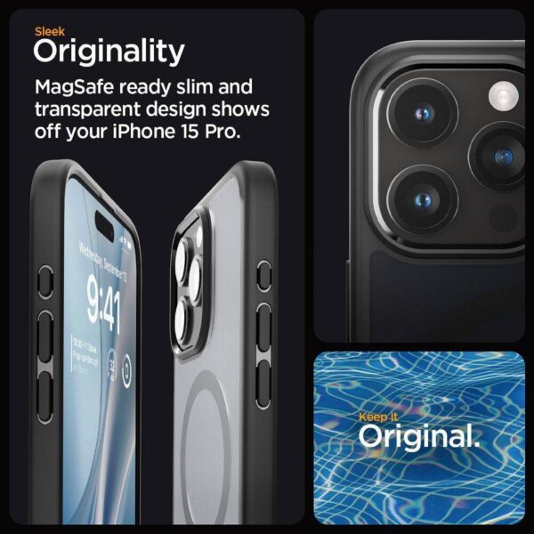 SPIGEN case ULTRA HYBRID MAG compatible with MagSafe for IPHONE 16 Pro frost black – Bild 5
