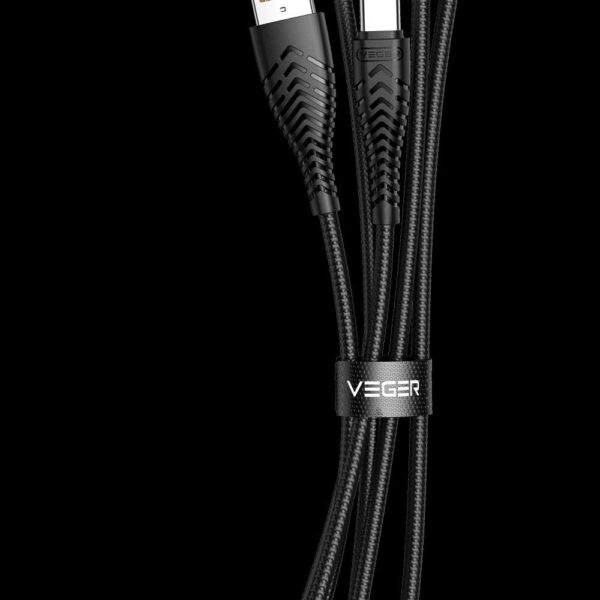 VEGER cable USB A to Type C 2,4A V104 1,2 m black – Bild 2
