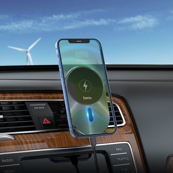 HOCO car holder with wireless charging compatible with MagSafe for air vent 15W CA91 gray – Bild 2
