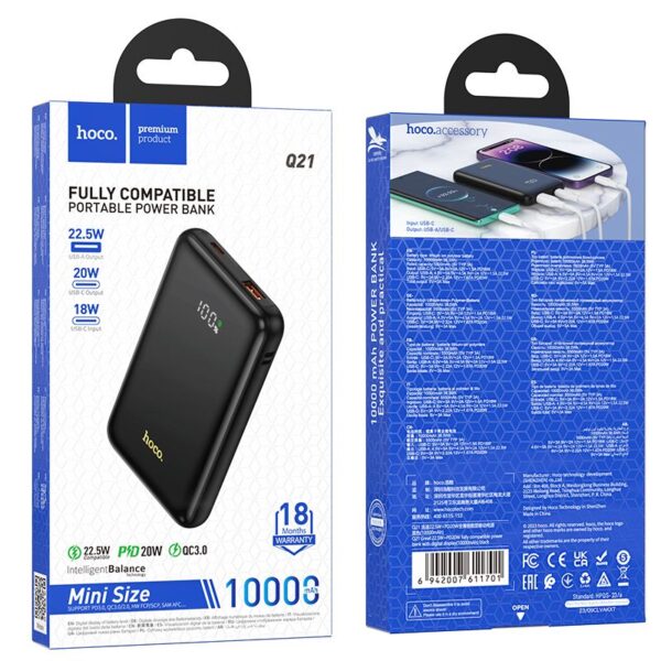 HOCO powerbank 10 000mAh PD QC3.0 3A 22,5W Q21 black – Bild 3