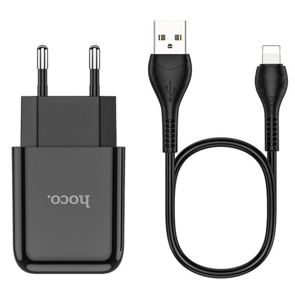 HOCO travel charger USB A + cable USB A to Lightning 2.1A N2 black – Bild 4