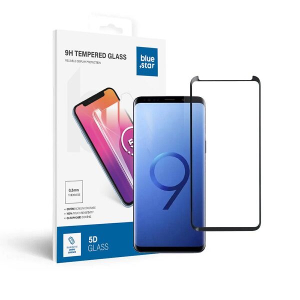 Tempered Glass Blue Star - SAMSUNG Galaxy S9+ Full Face (full glue/case friendly) - black Tempered Glass Blue Star