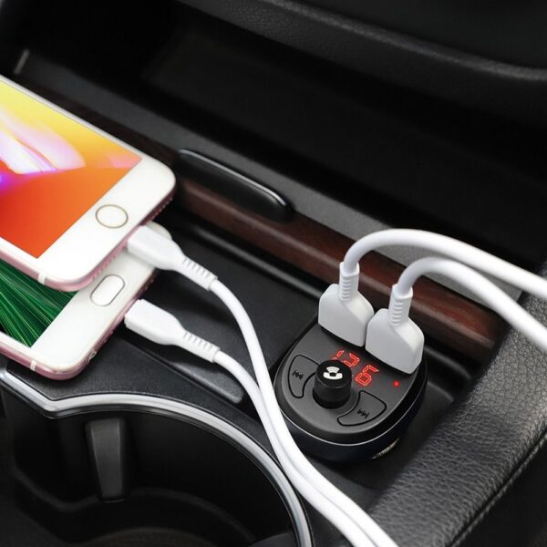 HOCO car charger 2 x USB A + transmitter FM BT E41 black – Bild 4