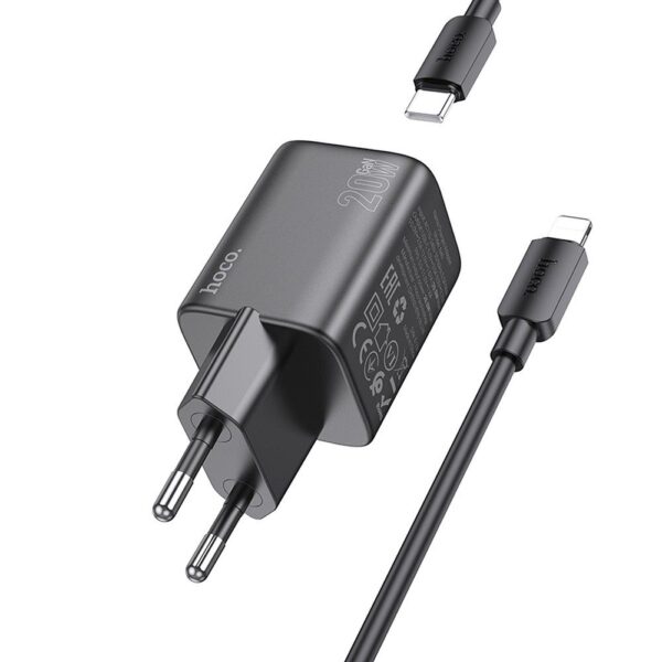 HOCO wall charger Type C + cable Type C to Lightning QC PD 20W N40 black – Bild 3