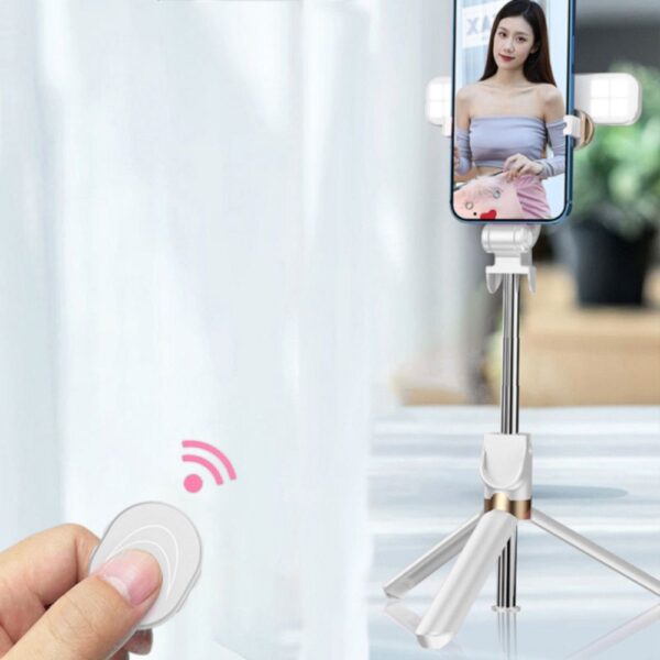 Selfie stick LED tripod + remote control white SSTR-20 – Bild 4
