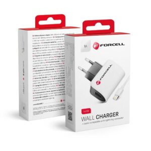 FORCELL F-ENERGY U19 travel charger USB A + cable USB A to Lightning 1A 5W white black