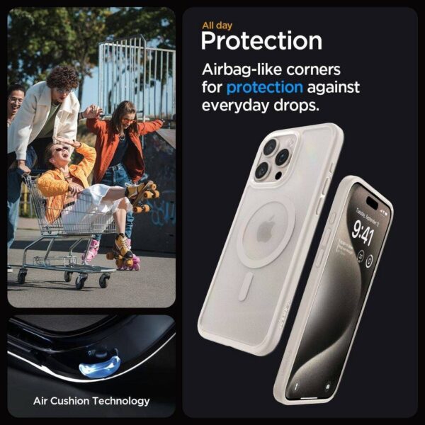SPIGEN case ULTRA HYBRID MAG compatible with MagSafe for IPHONE 16 Pro Max frost natural titanium – Bild 4