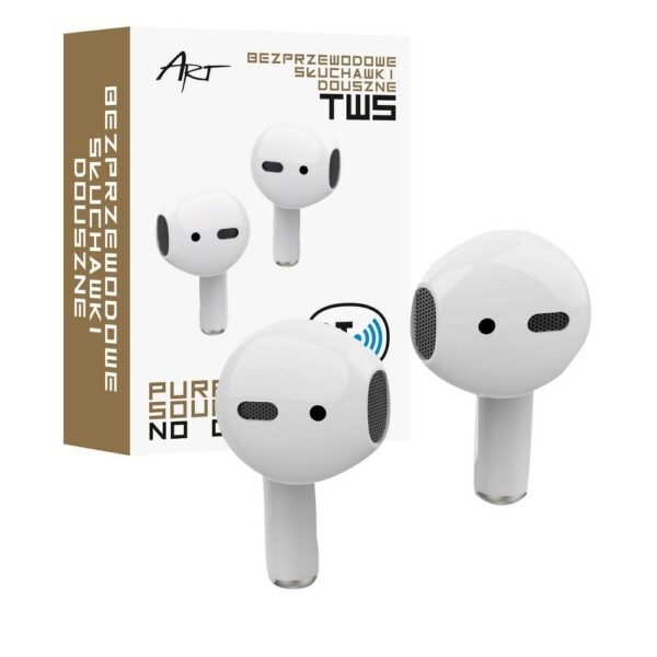 Bluetooth earphones TWS ART AP-TW-B1 with microphone for Lightning 8-pin białe – Bild 2