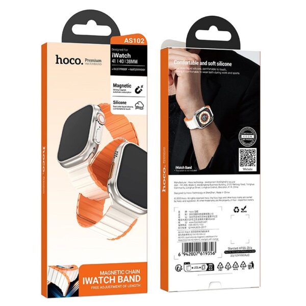 HOCO strap for Apple Watch 42 / 44 / 45 / 49 mm AS102 starlight with orange – Bild 2