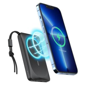 VEGER powerbank 10 000 mAh z ładowaniem indukcyjnym kompatybilny z MagSafe PD QC3.0 2A 20W MagOn (VP1151 / W1151) black