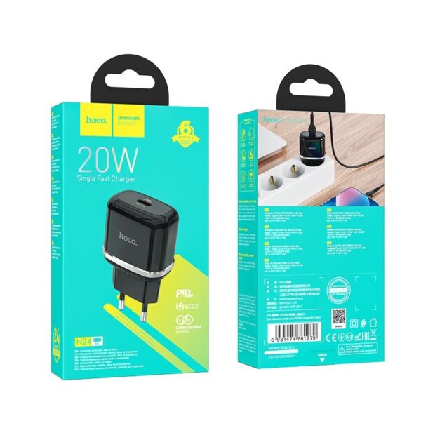 HOCO travel charger Type C PD QC3.0 20W N24 black – Bild 2