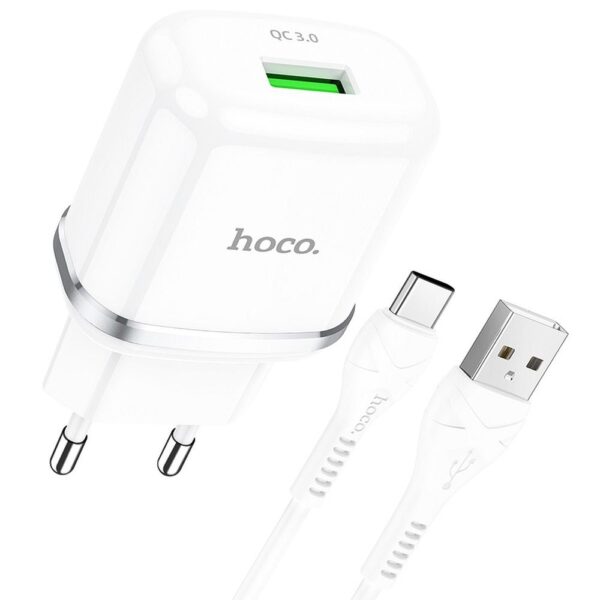 HOCO travel charger USB A + cable USB A to Type C QC3.0 3A 18W N3 white – Bild 5