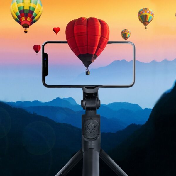 Combo selfie stick with tripod and remote control bluetooth black SSTR-12 – Bild 4