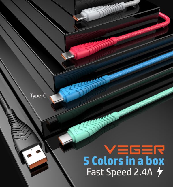 VEGER cable USB A to Type C 2,4A V104 1,2 m black – Bild 5