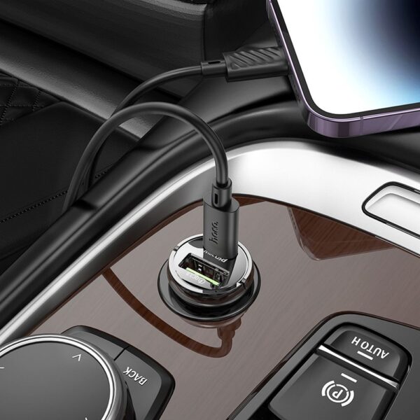 HOCO car charger USB A + Type C + cable Type C to Lightning PD QC3.0 3A 30W Z53A black – Bild 2