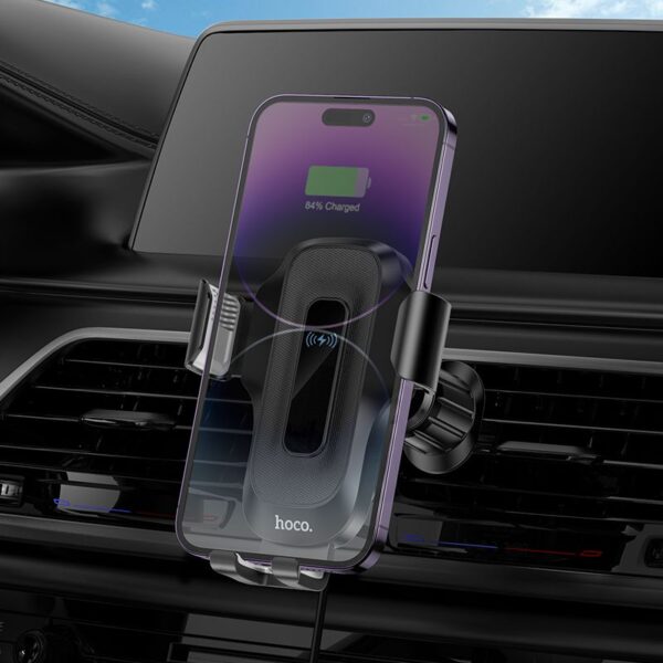 HOCO car holder with wirelles charging for air vent 15W HW2 black – Bild 3