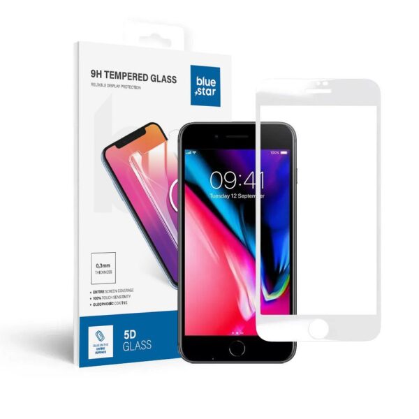 Tempered Glass Blue Star - APP IPHONE 7/8 Plus 5D Full Cover white