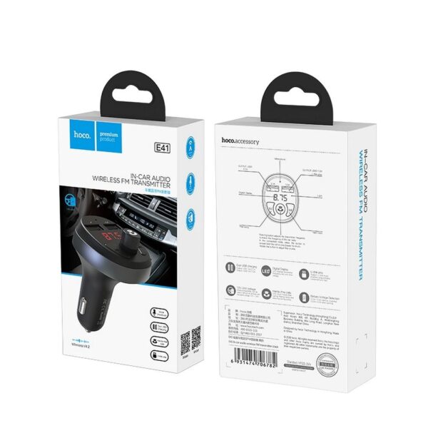 HOCO car charger 2 x USB A + transmitter FM BT E41 black – Bild 2