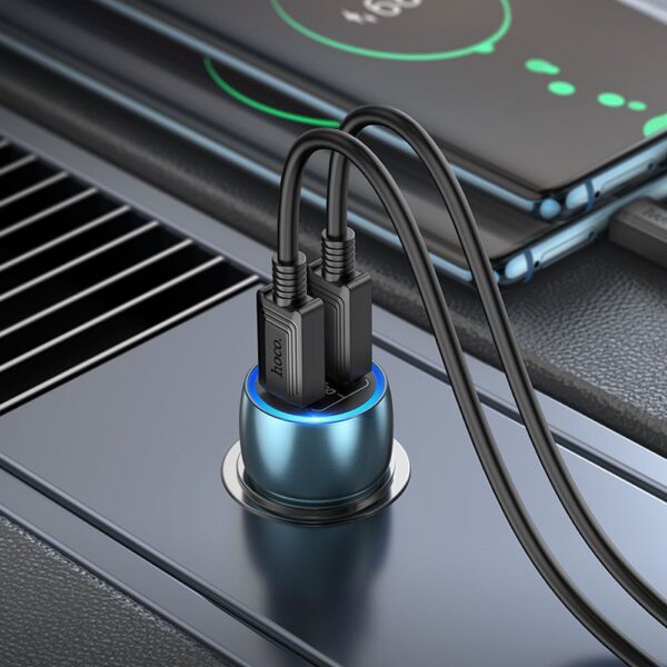 HOCO car charger 2 x Type C + cable Type C to Type C PD QC3.0 3A 40W Z48 sapphire blue – Bild 3