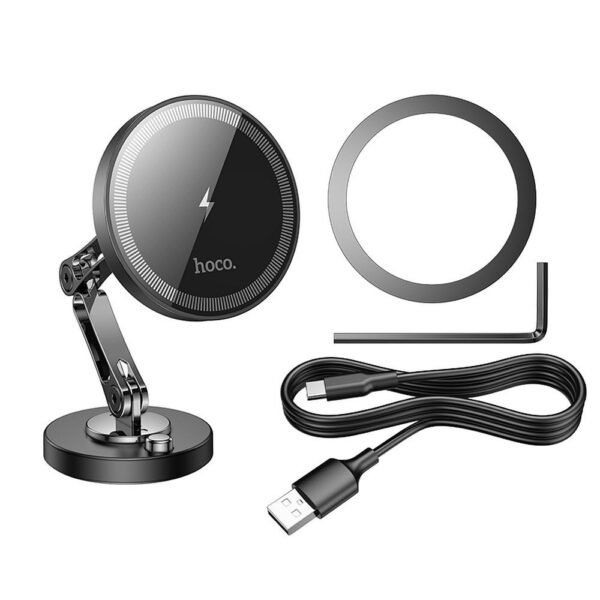 HOCO car holder with wireless charging for center console compatible with MagSafe 15W HW26 black – Bild 2