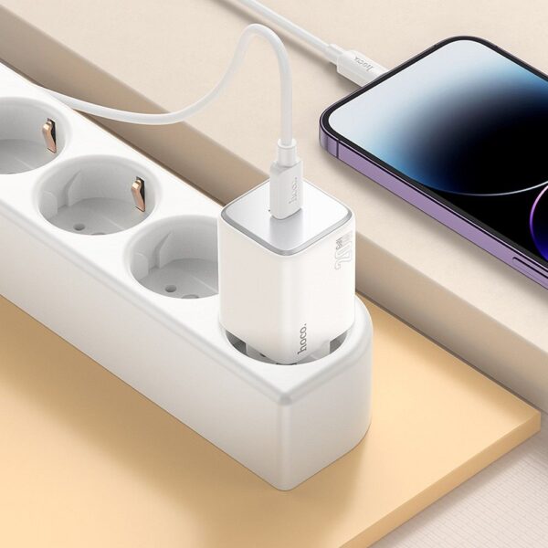 HOCO wall charger Type C + cable Type C to Lightning QC PD 20W N40 white – Bild 5