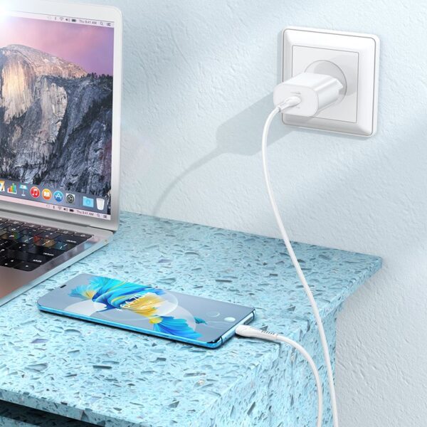 HOCO travel charger Type C + cabel Type C to Type C PD QC3.0 25W N22 white – Bild 5