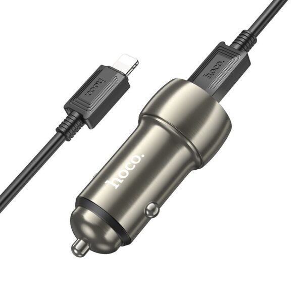 HOCO car charger 2 x Type C + cable Type C to LightningPD QC3.0 3A 40W Z48 metal gray – Bild 4