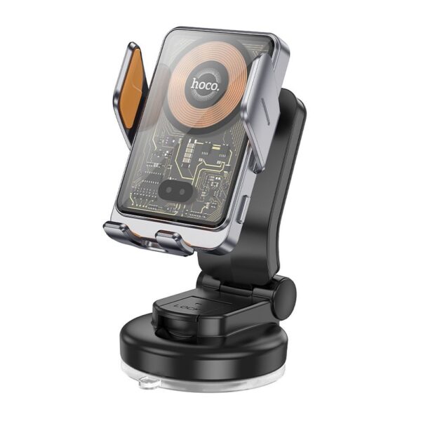 HOCO car phone holder with wirelles charging for windshield / center console 15W HW8 black – Bild 2