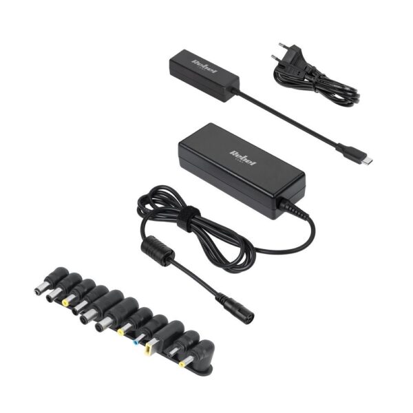 REBEL universal travel charger 90W 15-20V automatic with Power Ddelivery 12 plugs black – Bild 3