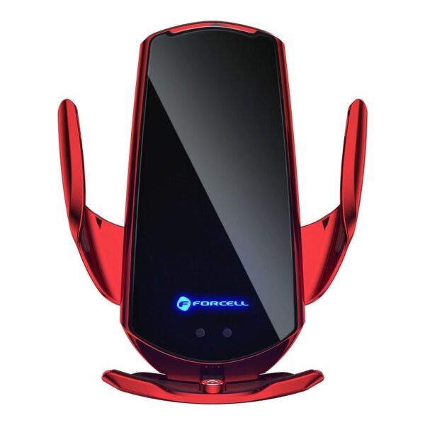 FORCELL car holder with wireless charging automatic sensor + magnetic adapters HS1 15W red