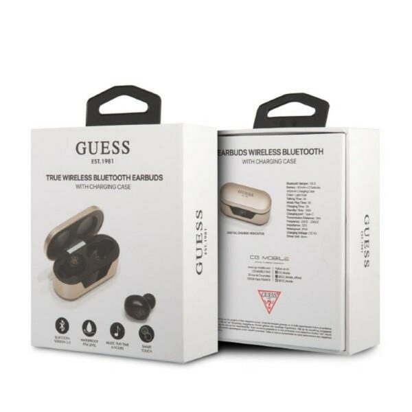 Bluetooth Earphones Stereo TWS GUESS Digital BT5 Classic with docking station / gold (GUTWST31ED) – Bild 5