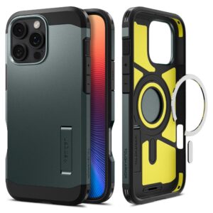 SPIGEN case TOUGH ARMOR MAG compatible with MagSafe for IPHONE 16 Pro abbys green